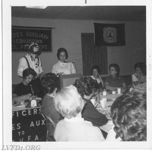 1969:  Mary Jane Scully an Sparky welcome SMVFA Ladies Auxiliary meeting at Leonardtown.